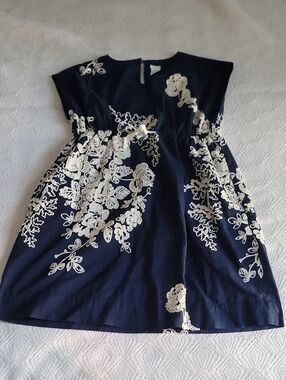Jcrew Crew Cuts Kids Navy Floral Embroidered Girls' Dress Girls Size 10